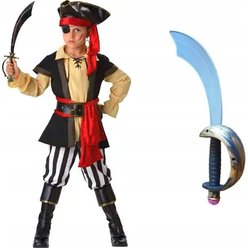 Karnevalový kostým Sada Pirátský Kostým Korzár 134/140 Klobouk Šavle 3 díly
