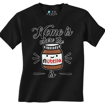 Dětské tričko "Domov je tam, kde Nutella je" (Od 3 do 13 let) (Velikost: 9-11, Barva: Černá)