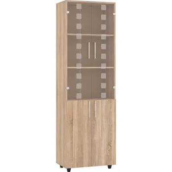 regál Max-i Vitrína LATHAM DS02 policová s dvířky a sklem Zvolte barvu:: dub sonoma