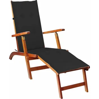 vidaXL Zahradní křeslo s podnožkou a poduškou masivní akácie [3064021] Barva: Černá