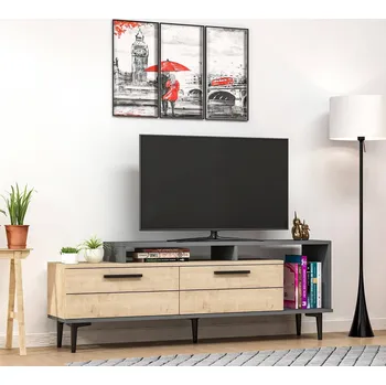 Televizní stolek CANDLE TV stolek na nožičkách, dub / antracit