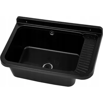 Umyvadlo Gamma Erga Celia, univerzální plastová výlevka 58,4x38x26 cm + sifon, 1-komorová, černá, GMA-KGC60-BK