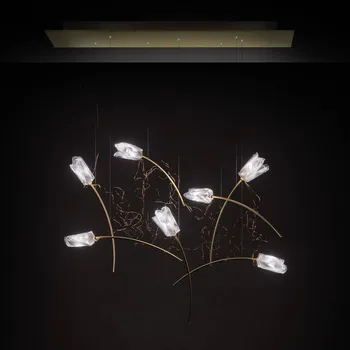 Slamp Tulip 7 LED závěsné světlo mosaz hranaté bílá-transparentní, mosaz 7 x 5 W LED - Doprava zdarma