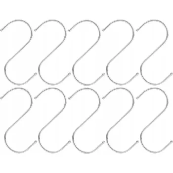 Příslušenství k vrtačce Kovové háčky ve tvaru S stříbrné 9,5 cm na tyč do skříně sada 10 Ks