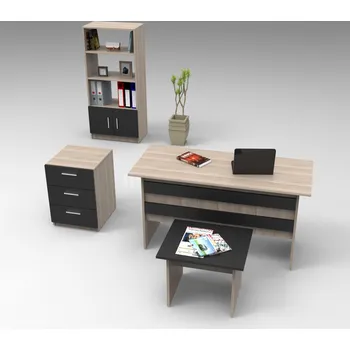 Flipchart AREZO kancelářský set s regálem, dub/černá