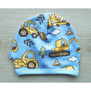 Kojenecké oblečení AMÁLKA Elastická čepička saporka, teplákovina, bagry Velikost: 62-68