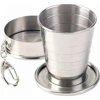 Sklenice SKLÁDACÍ TURISTICKÁ SKLENIČKA 50 ml PŘÍVĚSEK NA KLÍČE 7001