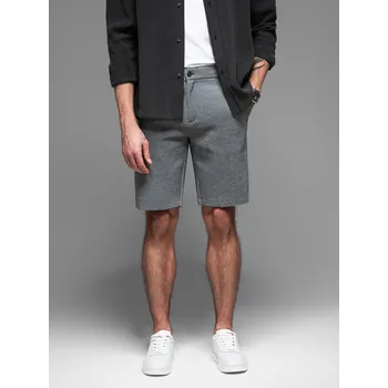 Pánské kraťasy Pánské krátké šortky SLIM FIT ze strukturovaného melanžového úpletu - černé V2 OM-SRCS-0166 - M