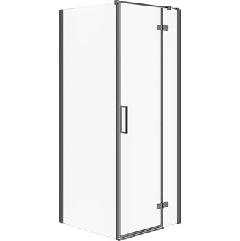 Cersanit Jota, rohový sprchový kout 80 (dveře pravé) x 80 (stěna) x 195, 6mm čiré sklo, černý profil, S160-008