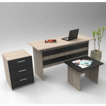 Flipchart LAURIA kancelářský set se skříňkou, dub/černá