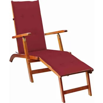 vidaXL Zahradní křeslo s podnožkou a poduškou masivní akácie [3064021] Barva: vínová červená