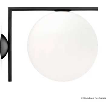Lampička Nástěnné svítidlo FLOS IC C/W2, černé Ø 30 cm - Ø koule 30 cm, Ø pro montáž na stěnu 11 cm opálově bílá, černá 1 x 205 W - Doprava zdarma