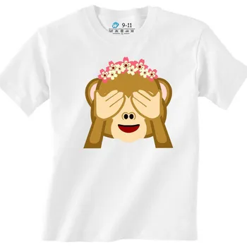 Chlapecké tričko Dětské tričko Emoji Opička (Od 3 do 13 let) (Velikost: 7-8, Barva: Bílá)