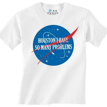 Chlapecké tričko Dětské tričko NASA Houstone mám spoustu problémů (Od 3 do 13 let) (Velikost: 5-6, Barva: Bílá)