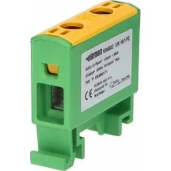 svorka Pollmann Elektrotechnik 1006602 Svorka univerzální UK 16/1 PE, 85A, 1pól., AL/CU, krytá, ze.-žl., na DIN