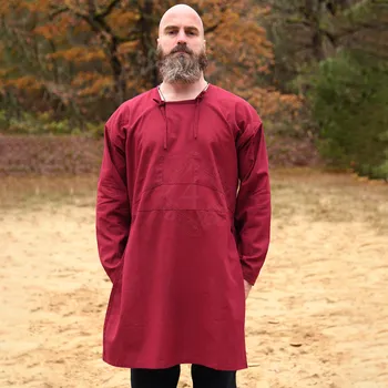Karnevalový kostým Battle Merchant Vikingská tunika, rekonstrukce Viborg, vínově červená