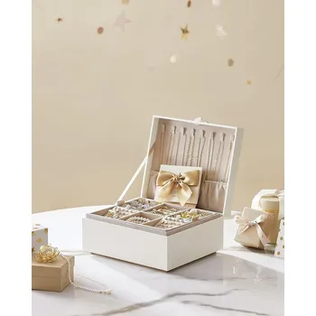 Šperkovnice SONGMICS Šperkovnice dvoupatrová bílo-zlatá