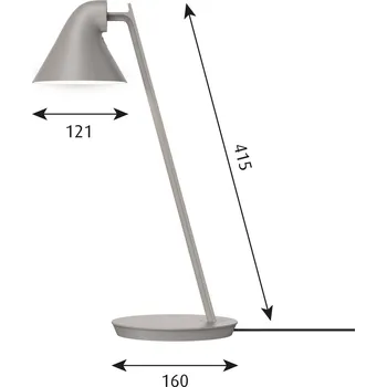 Lampička Louis Poulsen NJP Mini LED stolní lampa šedá - Ø - základny 16 cm; Ø stínidla 12,1 cm; délka přívodního kabelu 250 cm světle šedá 1 x 10 W LED - Doprava zdarma