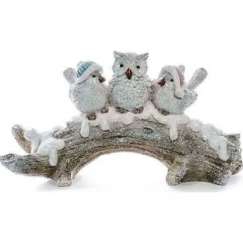 Dekorácia MagicHome Vianoce, Vtáčiky na konári, polyresin, 30x10x17 cm