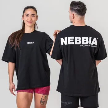 Pánské tričko NEBBIA - Unisex oversized tričko Gym Essentials 381 (black) - M
