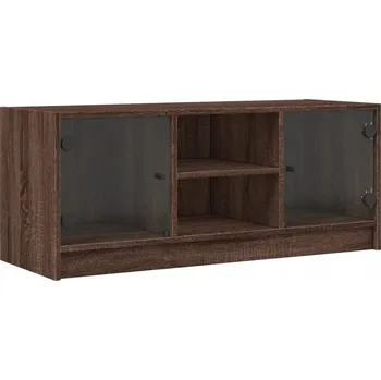 Televizní stolek TV stolek Dub 102x37x42 cm, skleněná dvířka
