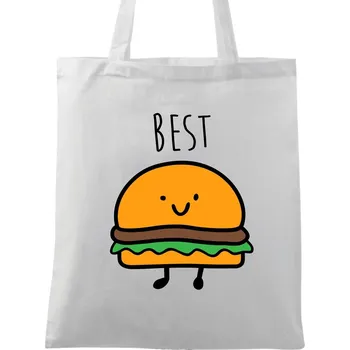 Bavlněná taška 1/2 Best Friends - Best Burger (Barva: Bílá)
