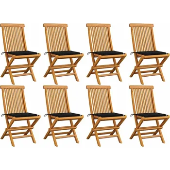 vidaXL Zahradní židle s mi poduškami 8 ks masivní teak [3072918] Barva: Černá