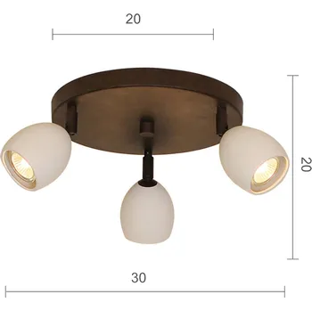 Menzel Provence matt stropní světlo 3 zdroje - Ø stínidel 9 cm; průměr baldachýn 20 cm hnědo-černá, bílá 3 x 12 W - Doprava zdarma