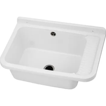 Umyvadlo Gamma Erga Celia, univerzální plastová výlevka 58,4x38x26 cm + sifon, 1-komorová, bílá, GMA-KGC60-WH