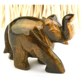 Přírodní kámen Tygří oko soška slon z Indie 157g