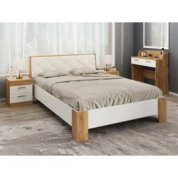 Postel Max-i Postel BANARD 160x200 Zvolte barvu:: dub tacho + bílá, Materiál: koženka - káva (premium)