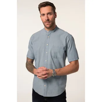 Pánská košile JP1880, Plus size Košile JP1880, krátké rukávy, drobný potisk, stojáček, Modern střih, do 8XL pro plnoštíhlé nadměrná velikost, 835885901-1907, modrý, 8XL, Plus size oblečení, Oblečení pro vysoké muže, Nadměrné velikosti, Oblečení pro plnoštíhlé.