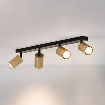 Lampička SIGMA Stropní bodové světlo Zoom, 4 žárovky, černé/zlaté - Stínidlo na lampu – Ø 6 cm; baldachýn – šířka 5 cm, výška 2,5 cm černá, zlatá - Doprava zdarma