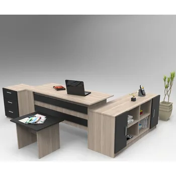 Flipchart ARLUNO kancelářský set se skříňkou, dub/černá