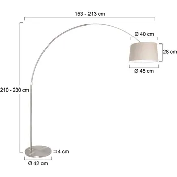 Lampička Steinhauer Oblouková stojací lampa Sparkled Light stříbro/jíl - stínidlo - Ø 45 cm, výška 28 cm; základna - Ø 42 cm, výška 4 cm; délka přívodního kabelu 320 cm stříbrná, jílová 1 x 40 W - Doprava zdarma
