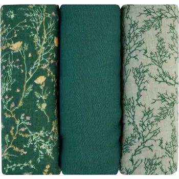 látková plena KikkaBoo Pleny mušelínové 75x75 cm 3ks Secret Garden Green