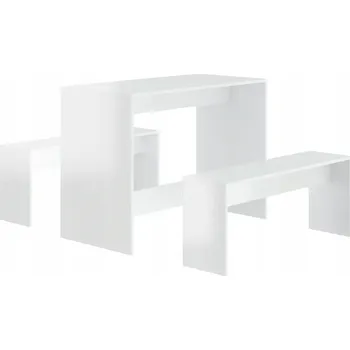 Jídelní stůl Jídelní stůl bílý 102x50x75 cm + 2 lavice 97x25x40 cm