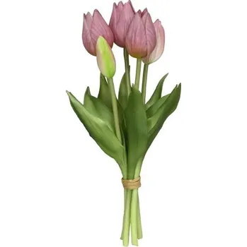 umělá květina Kytice 5ks fialových realistických tulipánů Tulips - 26 cm