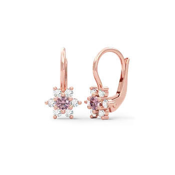 Náušnice SOLUNA Zlaté dívčí náušnice s růžovými zirkony STAR růžové zlato