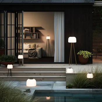 Venkovní osvětlení Nordlux LED stojací lampa Kettle Tripod kov, stínidlo 22 cm bílá, černá LED 4,8 W celkem - Doprava zdarma