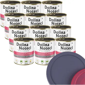 Krmivo pro psa Dolina Noteci PREMIUM bohatá na telecí maso se zeleným hráškem 12x800g + Víko na plechovku ZDARMA