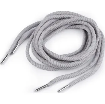 Příze Oděvní šňůra s koncovkami do kapucí, délka 130 cm, barva 5 šedá světlá
