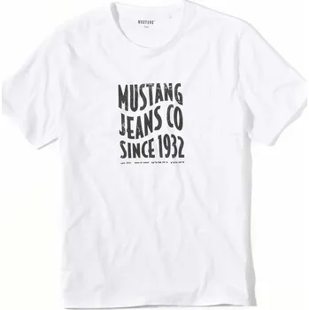 Pánské tričko MUSTANG Bílé tričko s nápisem “Mustang Jeans Co. Since 1932” L 4246_2100.200