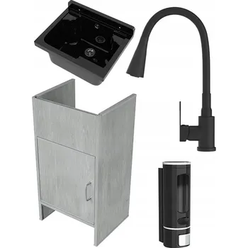 Granitový dřez Technický dřez Granitan LOMA jednokomorový černý se baterií