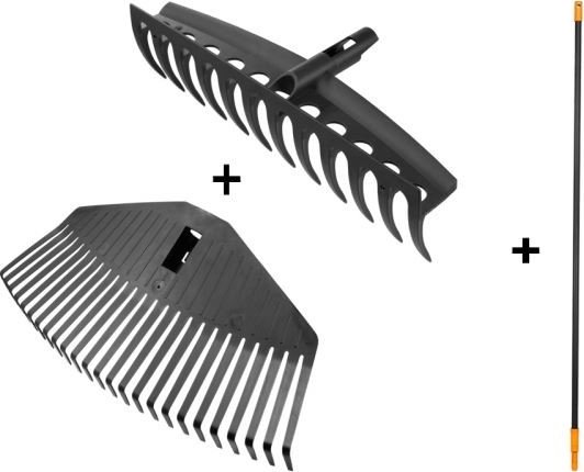 FISKARS 10492 hrábě švédské M + hřeben + násada s úchytem SOLID