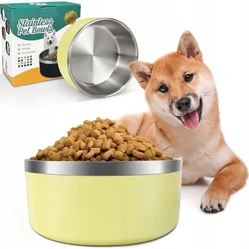 Miska pro psa Jedna kovová miska IKITCHEN žlutá 1,8 l