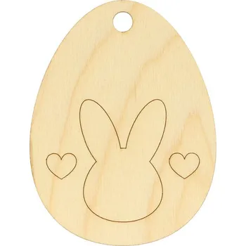 Velikonoční dekorace Natana dřevěná vejce na domalování se zajíčkem a srdíčky 7x9cm