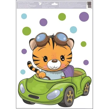 Okenní dekorace Anděl Okenní fólie barevná zvířátka 30 x 50 cm 6783 Typ: 4. TYGŘÍK