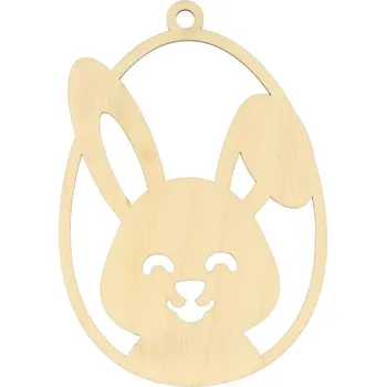 Velikonoční dekorace Natana dřevěné vajíčko se zajíčkem 6x9cm