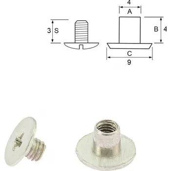 Nýt Pro Háčkování Nýt šroubovací 4 mm, Ø 4 mm nikl Počet: 10 ks